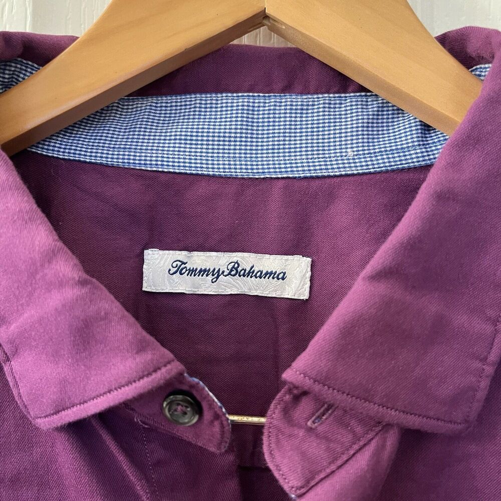 Tommy Bahama Men's XL Shirt Oasis Twill Solid Thistle Purple Silk Blend - Picture 3 of 14
